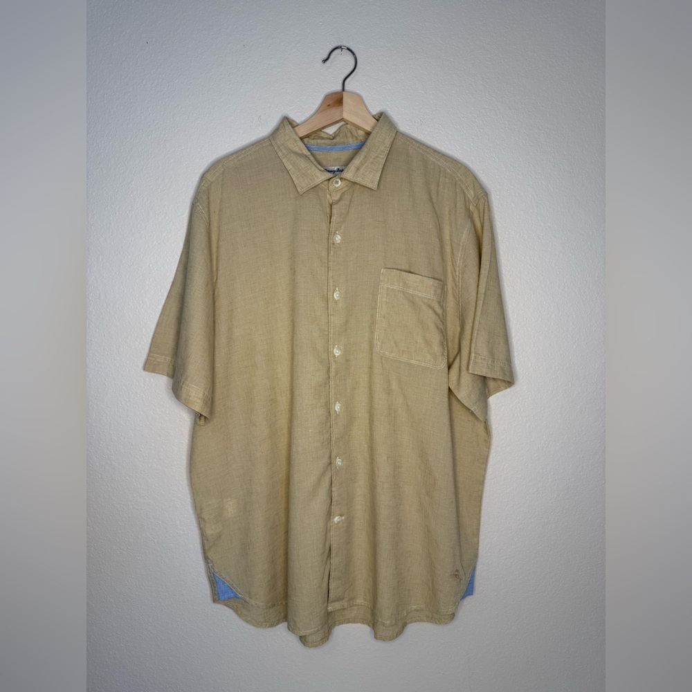 Tommy Bahama Tan Lyocell Linen Blend Resort Shirt | Men’s XL - Picture 2 of 9